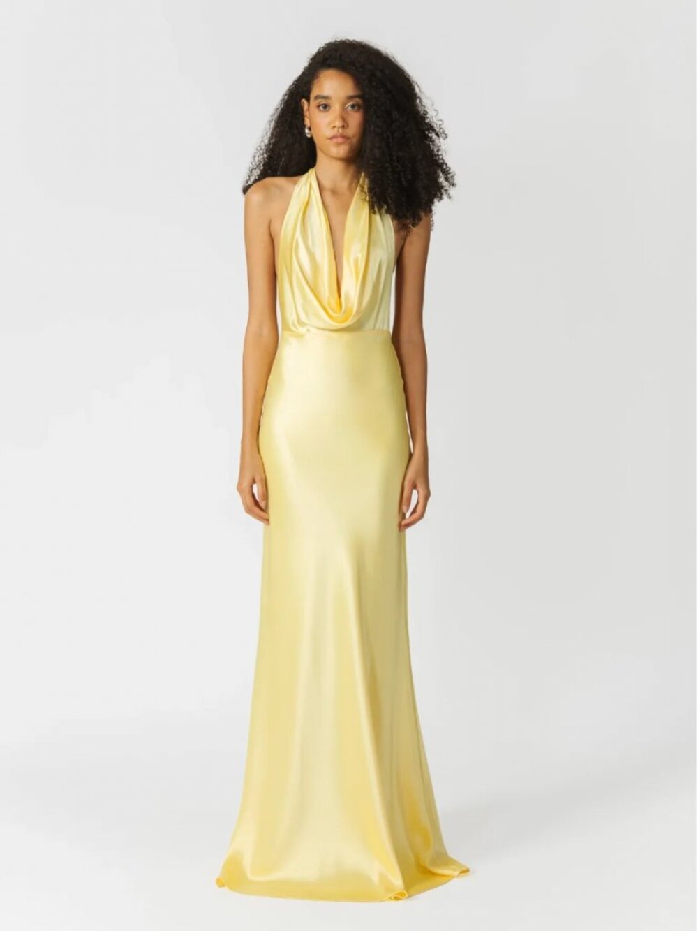 Sau Lee Pearl Satin Gown - Butter Yellow